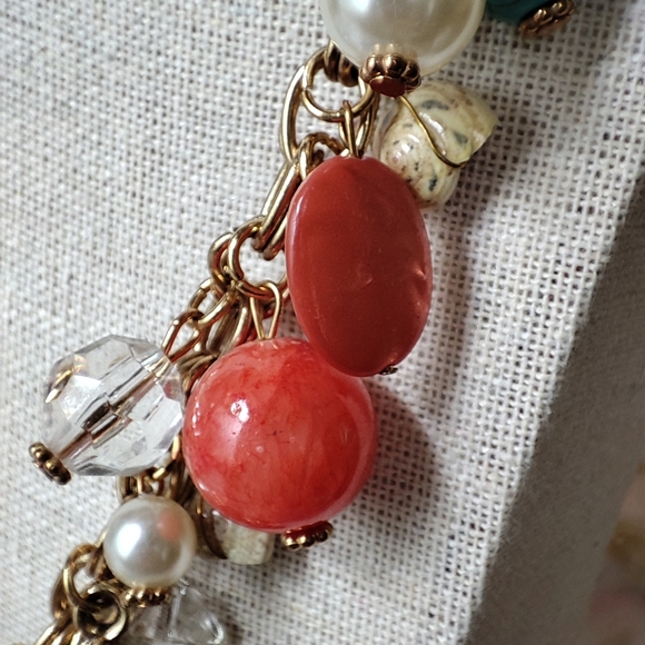 Erica Lyons EL Seashell Faux Pearl Glass Beaded Necklace Starfish Turquoise EUC - Picture 12 of 15